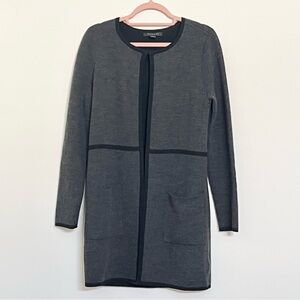 Tahari Gray And Black Duster Cardigan Size Large
